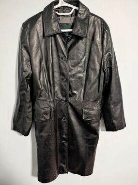 Canada Black Leather Coat Size 12-14